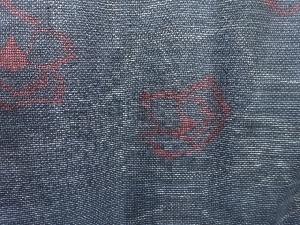 アンティーク　薔薇模様織り出し本場泥大島紬着物(5マルキ)